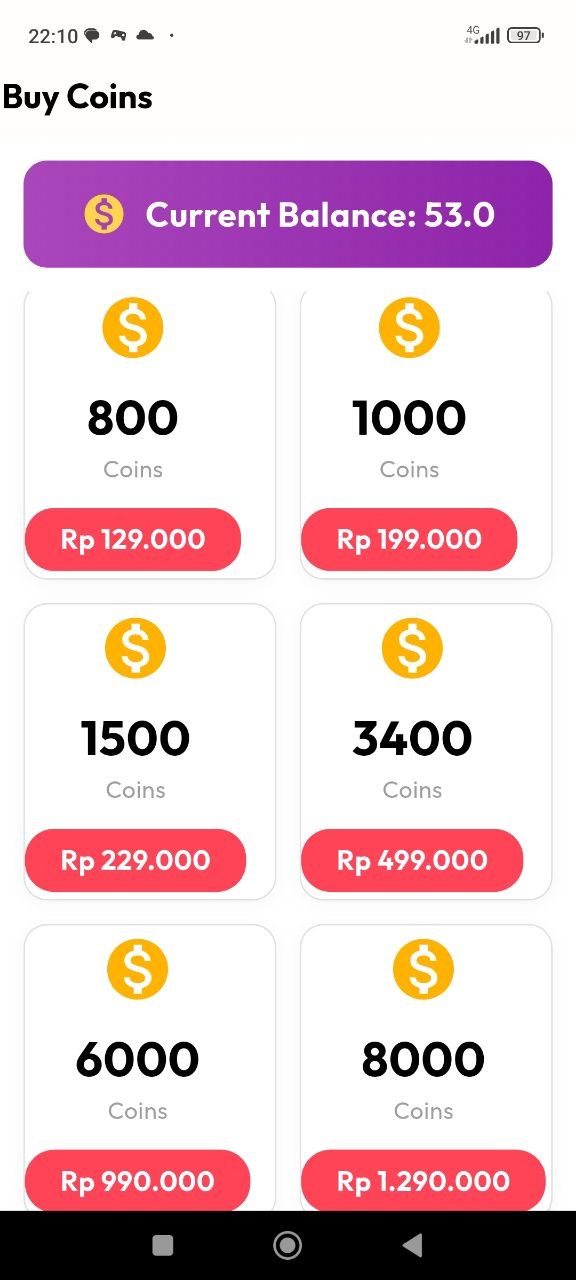 Buy Coins Screen 2
